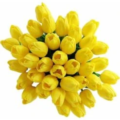 Fiori Di Tulipano Artificiale, 10 Pezzi Di Fiori In Lattice Con Tocco Reale Tulipani Con Foglie, Decorazione Elegante Per Banchetti Nuziali, Cucina Domestica (Giallo) -Vendite ATMOSPHERA 59305553 3