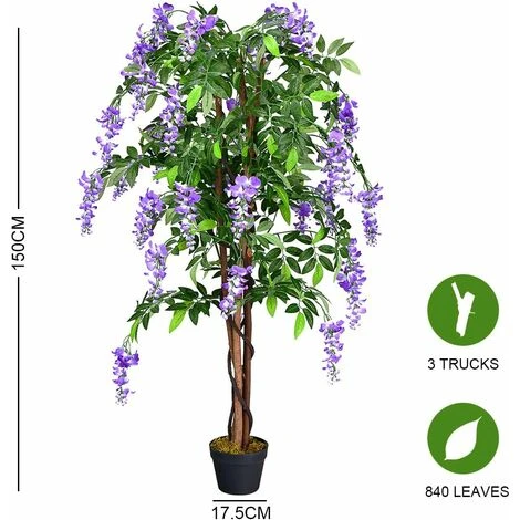 GIANTEX Albero Artificiale Per Esterno O Interno, Pianta Artificiale Decorativa Con 840 Foglie E Tronco Naturale, Simulazione Decorazioni Paesaggistiche, Altezza 150 Cm 3 GIANTEX Albero Artificiale Per Esterno O Interno, Pianta Artificiale Decorativa Con 840 Foglie E Tronco Naturale, Simulazione Decorazioni Paesaggistiche, Altezza 150 Cm - immagine 3