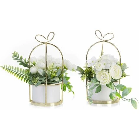 Fiori Artificiali Con Vaso Piante Artificiali Fiori Bonsai In Vaso Di Ceramica Fiori Di Plastica Piante Finte Per La Decorazione Domestica (bianco) 2 Fiori Artificiali Con Vaso Piante Artificiali Fiori Bonsai In Vaso Di Ceramica Fiori Di Plastica Piante Finte Per La Decorazione Domestica (bianco) - immagine 2