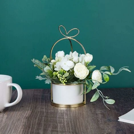 Fiori Artificiali Con Vaso Piante Artificiali Fiori Bonsai In Vaso Di Ceramica Fiori Di Plastica Piante Finte Per La Decorazione Domestica (bianco) 4 Fiori Artificiali Con Vaso Piante Artificiali Fiori Bonsai In Vaso Di Ceramica Fiori Di Plastica Piante Finte Per La Decorazione Domestica (bianco) - immagine 4