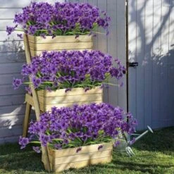 Fiore Viola Artificiale, 6 Pezzi Fiore Di Plastica Artificiale, Giardino Resistente Ai Raggi UV Per Esterni Vegetazione Arbusti Piante Indoor Outdoor Hanging Pianta Decorativa Per La Casa (Viola) -Vendite ATMOSPHERA 67411000 4