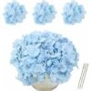 10 Pezzi Di Fiori Artificiali Di Ortensie Bouquet, Con 10 Pezzi Di Stelo Lungo Staccabile Per Matrimonio, Casa, Hotel, Composizione Floreale - Blu