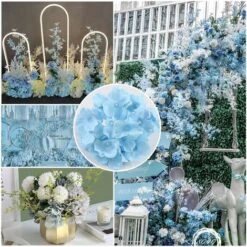 10 Pezzi Di Fiori Artificiali Di Ortensie Bouquet, Con 10 Pezzi Di Stelo Lungo Staccabile Per Matrimonio, Casa, Hotel, Composizione Floreale - Blu -Vendite ATMOSPHERA 67911528 5