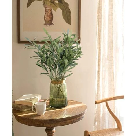 Grandi Rami Di Ulivo Artificiali Per Vaso, Steli Verdi Artificiali, Steli Di Eucalipto Di Seta Per La Decorazione Dell'home Office E Ghirlande Fai-da-te. 3 Grandi Rami Di Ulivo Artificiali Per Vaso, Steli Verdi Artificiali, Steli Di Eucalipto Di Seta Per La Decorazione Dell'home Office E Ghirlande Fai-da-te. - immagine 3