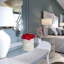 Relaxdays Rosenbox Bouquet Rotondo, 4 Rose, Grigio, Resistente 10 Anni, Idea Regalo, Box Decorativo, Rosse, Colore: Rosso, 14 X 12 X 12 Cm -Vendite ATMOSPHERA 70714547 3