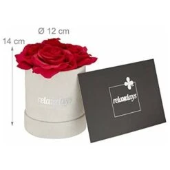 Relaxdays Rosenbox Bouquet Rotondo, 4 Rose, Grigio, Resistente 10 Anni, Idea Regalo, Box Decorativo, Rosse, Colore: Rosso, 14 X 12 X 12 Cm -Vendite ATMOSPHERA 70714547 4