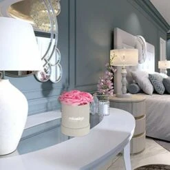 Relaxdays Rosenbox Bouquet Rotondo, 4 Rose, Grigio, Resistente 10 Anni, Idea Regalo, Box Decorativo, Colore: Rosa, 14 X 12 X 12 Cm -Vendite ATMOSPHERA 70822575 3