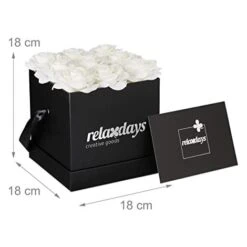 Relaxdays Bouquet Di Rose Quadrato, Scatola Nera Box Con 9 Fiori Finti Durevoli Nel Tempo, Idea Regalo Elegante, Bianca, Cartone, Tessuto, PP, 1 Pz -Vendite ATMOSPHERA 70826197 4