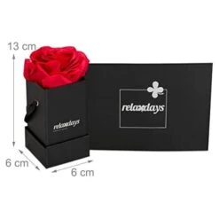 Relaxdays Bouquet Di Rose Quadrato, 1 Fiore Finto Durevole In Box, Idea Regalo Decorativa, Scatola Nera Elegante, Rossa, Cartone, Tessuto, PP, Rosso, 1 Pz -Vendite ATMOSPHERA 70826199 4