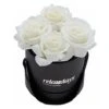 Relaxdays Rosenbox Bouquet Rotondo, 4 Rose, Nero, Resistente 10 Anni, Idea Regalo, Box Decorativo, Bianco, 14 X 13 X 13 Cm