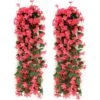 Confezione Da 2 Fiori Artificiali Edera Piante Artificiali All'aperto, Ufficio, Decorazioni Per La Casa, Feste In Giardino, Matrimonio, Rosa Rossa, Rosa Rossa