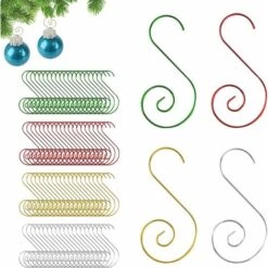 READCLY-Gancio Per Ornamenti Di Natale, Gancio Per Albero Di Natale, Gancio In Metallo A Forma Di S, Ganci A Forma Di S, 5 2,5 CM, 80 Ganci (oro, Rosso, Verde, Argento, 20 Per Colore) -Vendite ATMOSPHERA 72196975 5