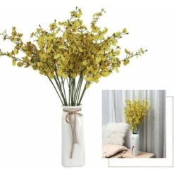 Giallo Artificiale Finto Fiore Pianta In Vaso Zen Decorazione Della Casa Decorazione Bouquet Di Plastica Singolo Pavone Che Balla Orchidea BL28362 Giallo Grande Ramo -Vendite ATMOSPHERA 79979052 4