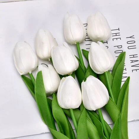 RHAFAYRE Confezione Da 10 Tulipani Artificiali Da 34 Cm Per Interni Esterni Matrimoni Cucina Ufficio Bar Casa (Bianco) 1 RHAFAYRE Confezione Da 10 Tulipani Artificiali Da 34 Cm Per Interni Esterni Matrimoni Cucina Ufficio Bar Casa (Bianco)
