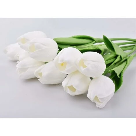 RHAFAYRE Confezione Da 10 Tulipani Artificiali Da 34 Cm Per Interni Esterni Matrimoni Cucina Ufficio Bar Casa (Bianco) 2 RHAFAYRE Confezione Da 10 Tulipani Artificiali Da 34 Cm Per Interni Esterni Matrimoni Cucina Ufficio Bar Casa (Bianco) - immagine 2