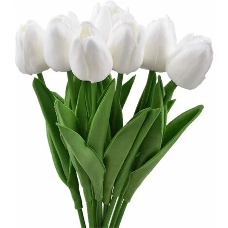 RHAFAYRE Confezione Da 10 Tulipani Artificiali Da 34 Cm Per Interni Esterni Matrimoni Cucina Ufficio Bar Casa (Bianco) 3 RHAFAYRE Confezione Da 10 Tulipani Artificiali Da 34 Cm Per Interni Esterni Matrimoni Cucina Ufficio Bar Casa (Bianco) - immagine 3