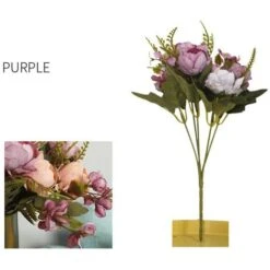 Imulation Fleur Bouquet Européen Cinq Têtes Peinture à L'huile Pivoine Fleur Décoration De La Maison Porche Bureau Faux Pot De Fleur Bouquet Soie Tissu Violet