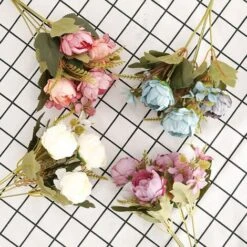 Imulation Fleur Bouquet Européen Cinq Têtes Peinture à L'huile Pivoine Fleur Décoration De La Maison Porche Bureau Faux Pot De Fleur Bouquet Soie Tissu Violet -Vendite ATMOSPHERA 85895190 3