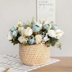 Imulation Fleur Bouquet Européen Cinq Têtes Peinture à L'huile Pivoine Fleur Décoration De La Maison Porche Bureau Faux Pot De Fleur Bouquet Soie Tissu Violet -Vendite ATMOSPHERA 85895190 4