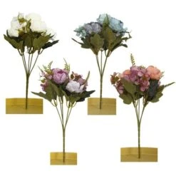 Imulation Fleur Bouquet Européen Cinq Têtes Peinture à L'huile Pivoine Fleur Décoration De La Maison Porche Bureau Faux Pot De Fleur Bouquet Soie Tissu Violet -Vendite ATMOSPHERA 85895190 5