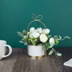 Fiori Artificiali Con Vaso Piante Artificiali Fiori Bonsai In Vaso Di Ceramica Fiori Di Plastica Piante Artificiali Per La Decorazione Domestica (Bianco) -Vendite ATMOSPHERA 86167909 4