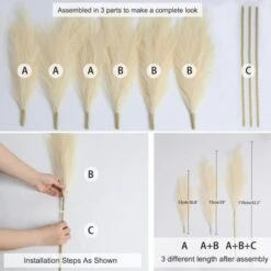 3 Pezzi Erba Della Pampas Secca Decorative, 110 Cm Pampas Alte Piume Decorative Per Vaso, Boho Viola Colore, Per Decorazioni Natale Interno Casa Nozze -Vendite ATMOSPHERA 87878341 5