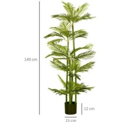 HOMCOM Pianta Artificiale Di Palma Da 140 Cm Con Vaso, Per Interni Ed Esterni, Verde -Vendite ATMOSPHERA 87893232 3