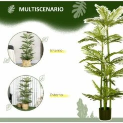 HOMCOM Pianta Artificiale Di Palma Da 140 Cm Con Vaso, Per Interni Ed Esterni, Verde -Vendite ATMOSPHERA 87893232 5