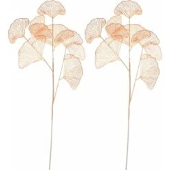 2pcs Foglie Artificiali Steli Ginkgo Finto Foglie Cave Raccoglie Piante In Plastica Rami Mazzi Composizione Floreale Per Vaso Da Matrimonio Decorazioni Per Ufficio E Casa Arancione