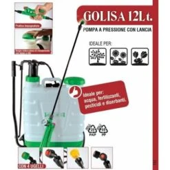 Pompa A Zaino, Spalla A Pressione Con Irroratore, 4 Diversi Ugelli, Giardino Golisa 12 Lt
