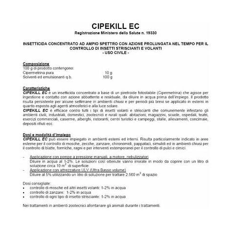 Cipekill Insetticida Lt1 Concentrato Cipermetrina Zanzare Zecche Pulci 4 Cipekill Insetticida Lt1 Concentrato Cipermetrina Zanzare Zecche Pulci - immagine 4