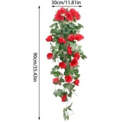 1 Pz 90 Cm Ghirlanda Di Rose Artificiali Rosse Fiori Finti Ghirlanda Di Edera Piante Appese Decorazione Di Nozze -Vendite ATMOSPHERA 95930924 4