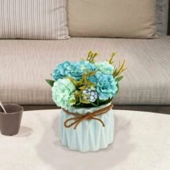 Fiori Di Ortensia Artificiale In Vaso Con Vaso In Ceramica, Varietà Di Palline Di Fiori In Seta Finta Bonsai Per Decorazioni Interne Per Camera Da Letto, Matrimoni, Scrivania, Decorazioni Per Davanzal -Vendite ATMOSPHERA 96193686 5