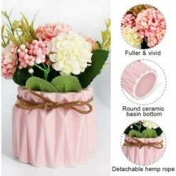Fiori Di Ortensia Artificiale In Vaso Con Vaso In Ceramica, Varietà Di Palline Di Fiori In Seta Finta Bonsai Per Decorazioni Interne Per Camera Da Letto, Matrimoni, Scrivania, Decorazioni Per Davanzal -Vendite ATMOSPHERA 96205919 3
