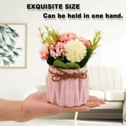 Fiori Di Ortensia Artificiale In Vaso Con Vaso In Ceramica, Varietà Di Palline Di Fiori In Seta Finta Bonsai Per Decorazioni Interne Per Camera Da Letto, Matrimoni, Scrivania, Decorazioni Per Davanzal -Vendite ATMOSPHERA 96205919 4