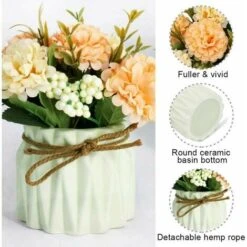 Fiori Di Ortensia Artificiale In Vaso Con Vaso In Ceramica, Varietà Di Palline Di Fiori In Seta Finta Bonsai Per Arredamento Camera Da Letto Interni, Matrimoni, Scrivania, Decorazioni Per Davanzali (V -Vendite ATMOSPHERA 96216624 3