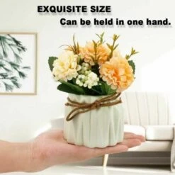 Fiori Di Ortensia Artificiale In Vaso Con Vaso In Ceramica, Varietà Di Palline Di Fiori In Seta Finta Bonsai Per Arredamento Camera Da Letto Interni, Matrimoni, Scrivania, Decorazioni Per Davanzali (V -Vendite ATMOSPHERA 96216624 4