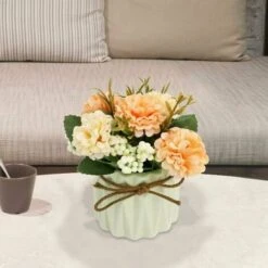 Fiori Di Ortensia Artificiale In Vaso Con Vaso In Ceramica, Varietà Di Palline Di Fiori In Seta Finta Bonsai Per Arredamento Camera Da Letto Interni, Matrimoni, Scrivania, Decorazioni Per Davanzali (V -Vendite ATMOSPHERA 96216624 5