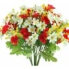 LITZEE Fiori Artificiali 4 Mazzo Di Bouquet Di Fiori Artificiali 28 Teste, Simpatico Fiore Margherita Finto Per Uso Esterno Matrimonio Casa Giardino Decor (Rosso)