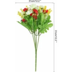 LITZEE Fiori Artificiali 4 Mazzo Di Bouquet Di Fiori Artificiali 28 Teste, Simpatico Fiore Margherita Finto Per Uso Esterno Matrimonio Casa Giardino Decor (Rosso) -Vendite ATMOSPHERA 96298245 5