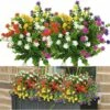 Fiori Finti Per Decorazione, 10 Pezzi 5 Colori Fiori Artificiali Resistenti Ai Raggi UV Per Esterni Versailles, Bouquet Di Plastica Finta Verde Arbusti Piante Per La Decorazione Domestica Giardino Di