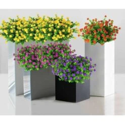 Fiori Finti Per Decorazione, 10 Pezzi 5 Colori Fiori Artificiali Resistenti Ai Raggi UV Per Esterni Versailles, Bouquet Di Plastica Finta Verde Arbusti Piante Per La Decorazione Domestica Giardino Di -Vendite ATMOSPHERA 98708745 5