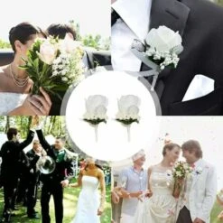 2 Pezzi Fiori Da Polso Da Sposa, Fiore All'occhiello Della Rosa, Fiore All'occhiello Del Corpetto, Fiore All'occhiello Del Matrimonio, Set Di Fiori Del Corpetto, Usato Per Matrimoni, Feste Da Ballo, B -Vendite ATMOSPHERA 99784521 5